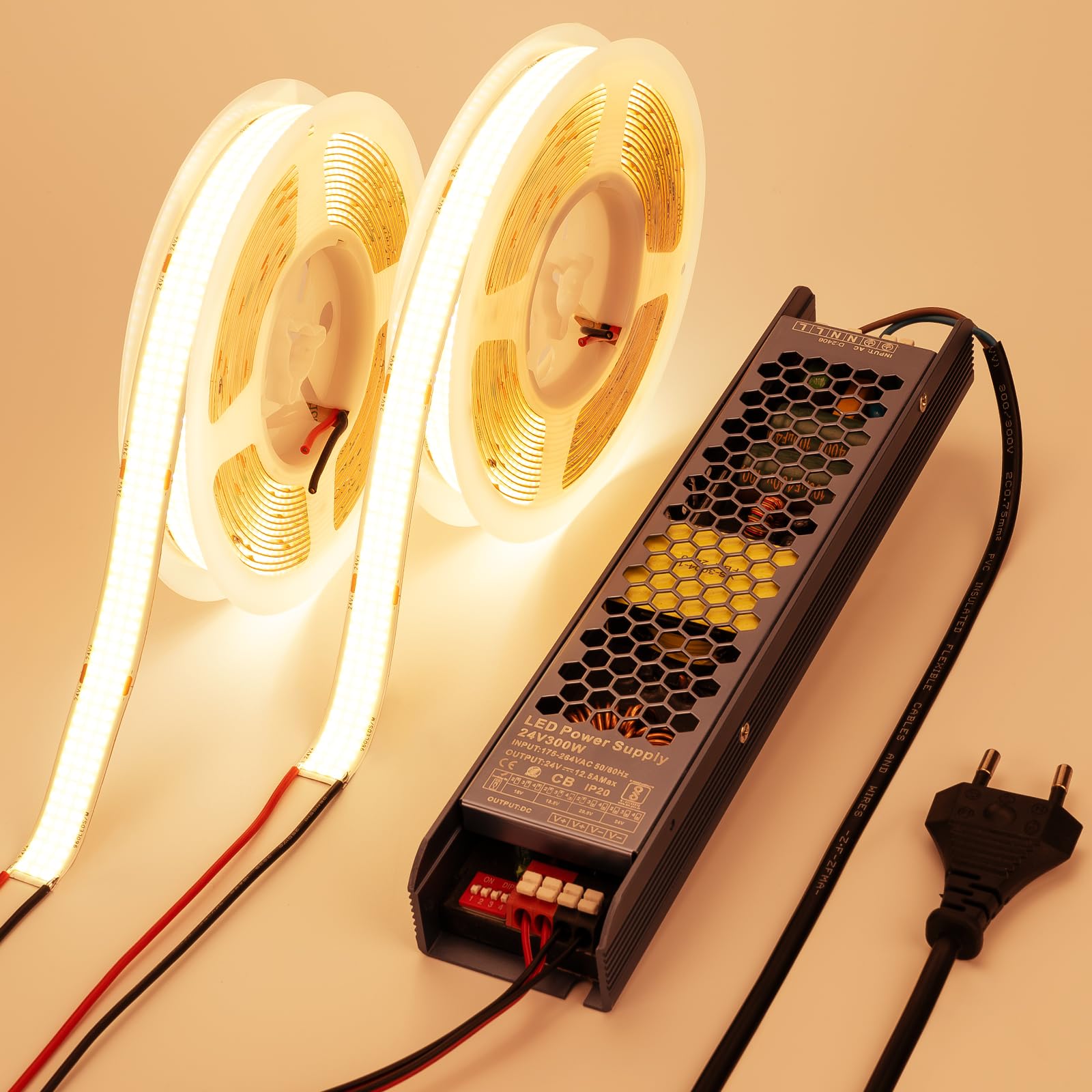 Benlun Striscia LED COB 24V 10m Bianco Caldo 3000K