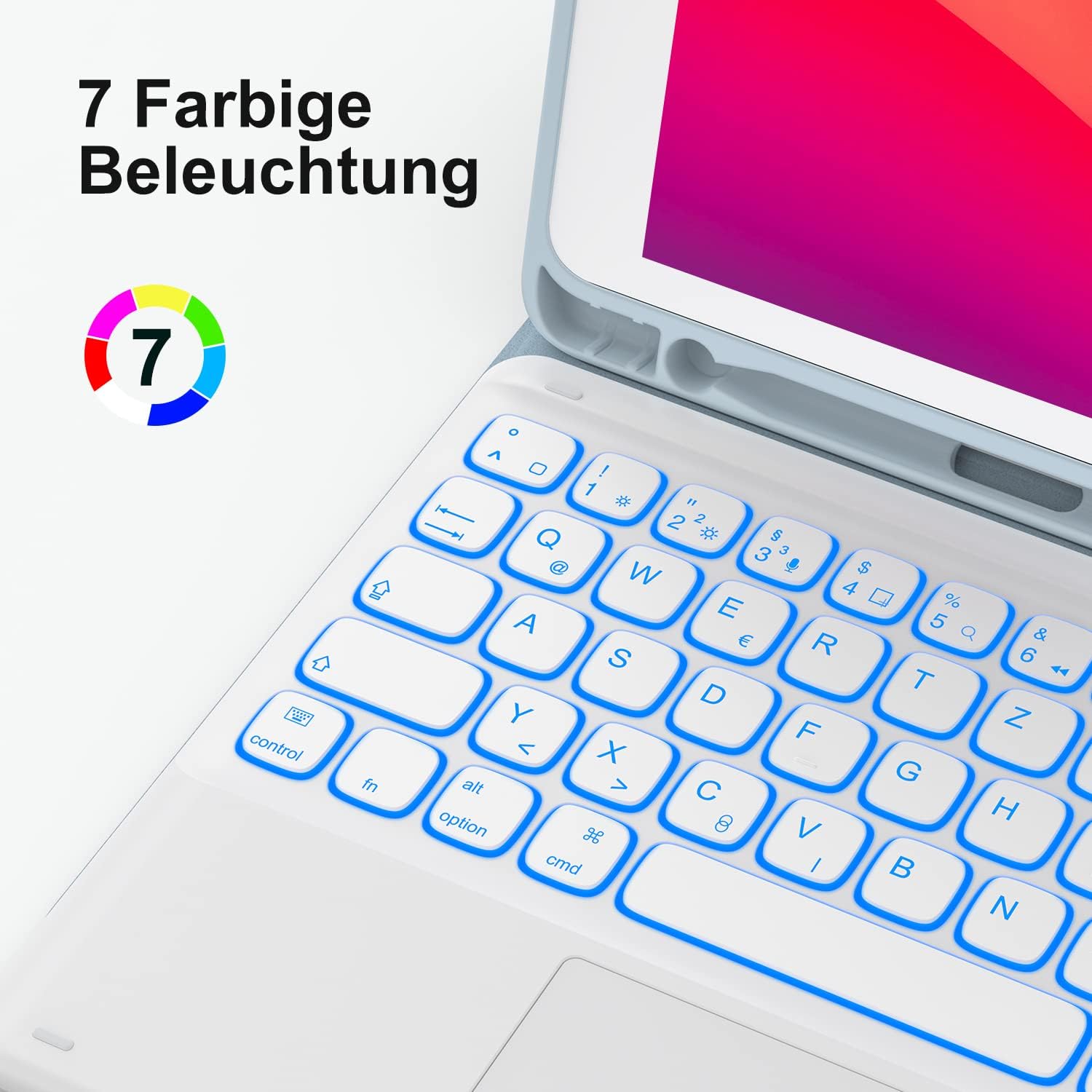 Earto Tastiera per iPad 10.2" con Smart Touchpad, Blu - immagine 3