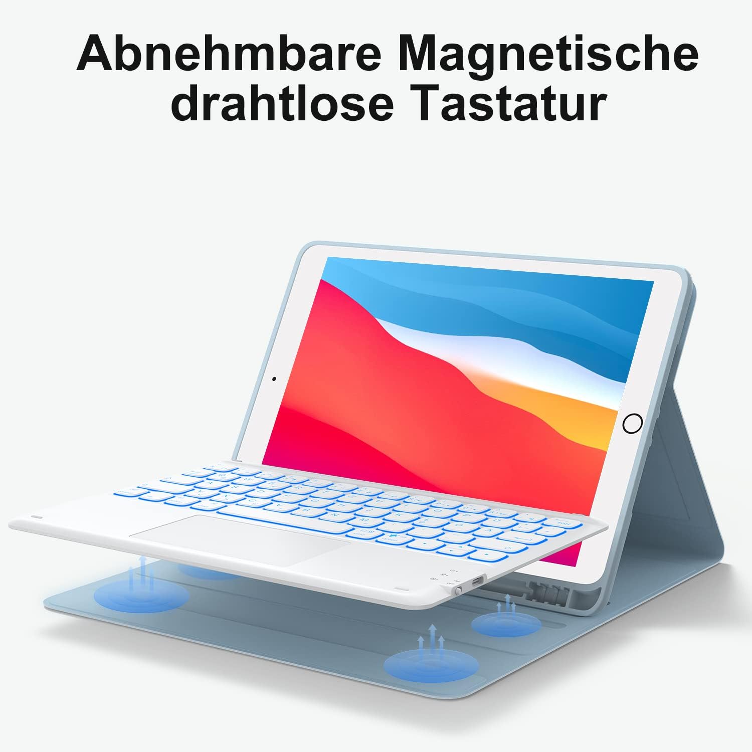 Earto Tastiera per iPad 10.2" con Smart Touchpad, Blu - immagine 5