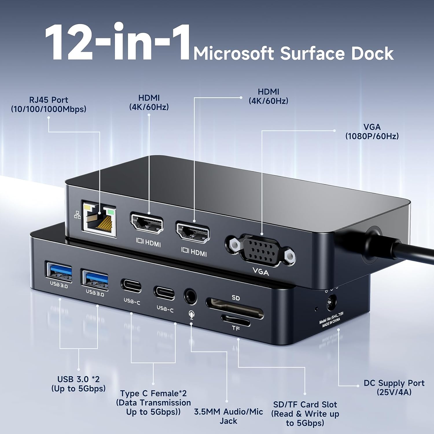Microsoft Surface Thunderbolt 4 Dock 12 in 1 - immagine 2