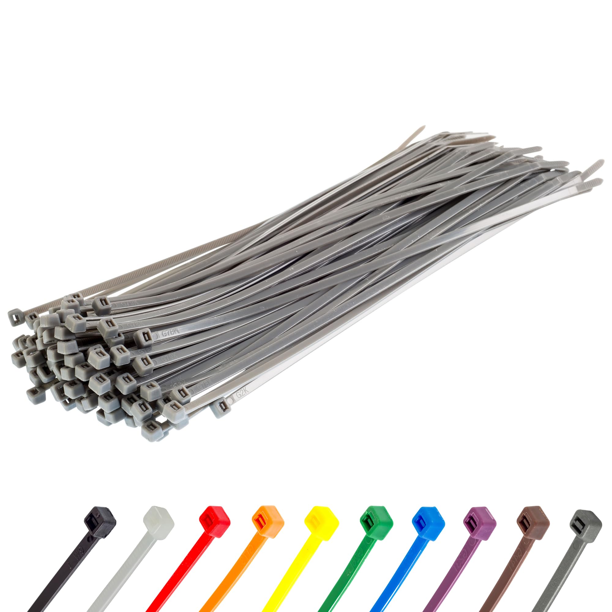 Fascette Plastica Grigie - 300 mm x 4,8 mm - 100 Pezzi - Fascette Elettricista