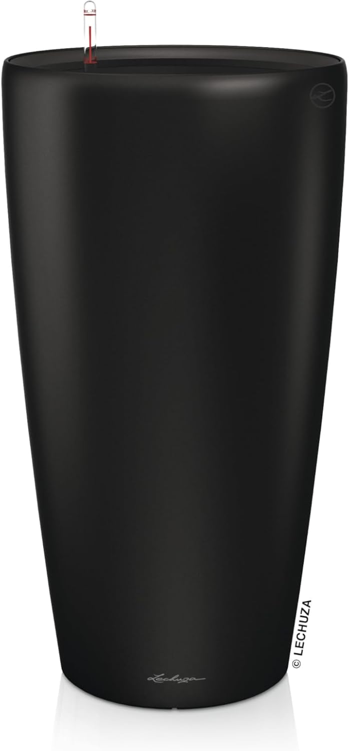 LECHUZA RONDO Premium 32 - Vaso per Piante Nero Opaco