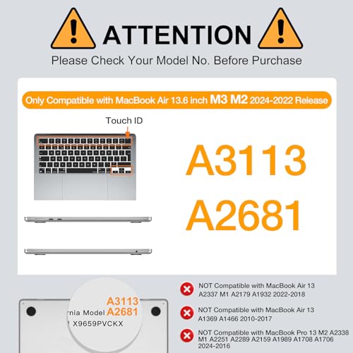 Mosiso Custodia MacBook Air 13 M3 M2, Chiaro Cristallo - immagine 2