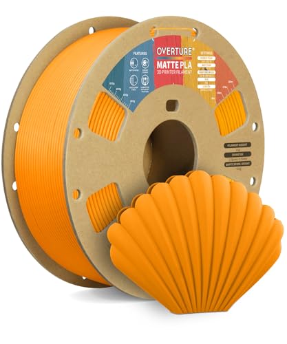 OVERTURE Filamento Matte PLA 1.75mm, 1kg Bobina (2.2lbs) Opaco PLA Filamenti per Stampante 3D, Neatly Wound Filamento Precisione Dimensionale +/- 0.02 mm, Matte Arancia
