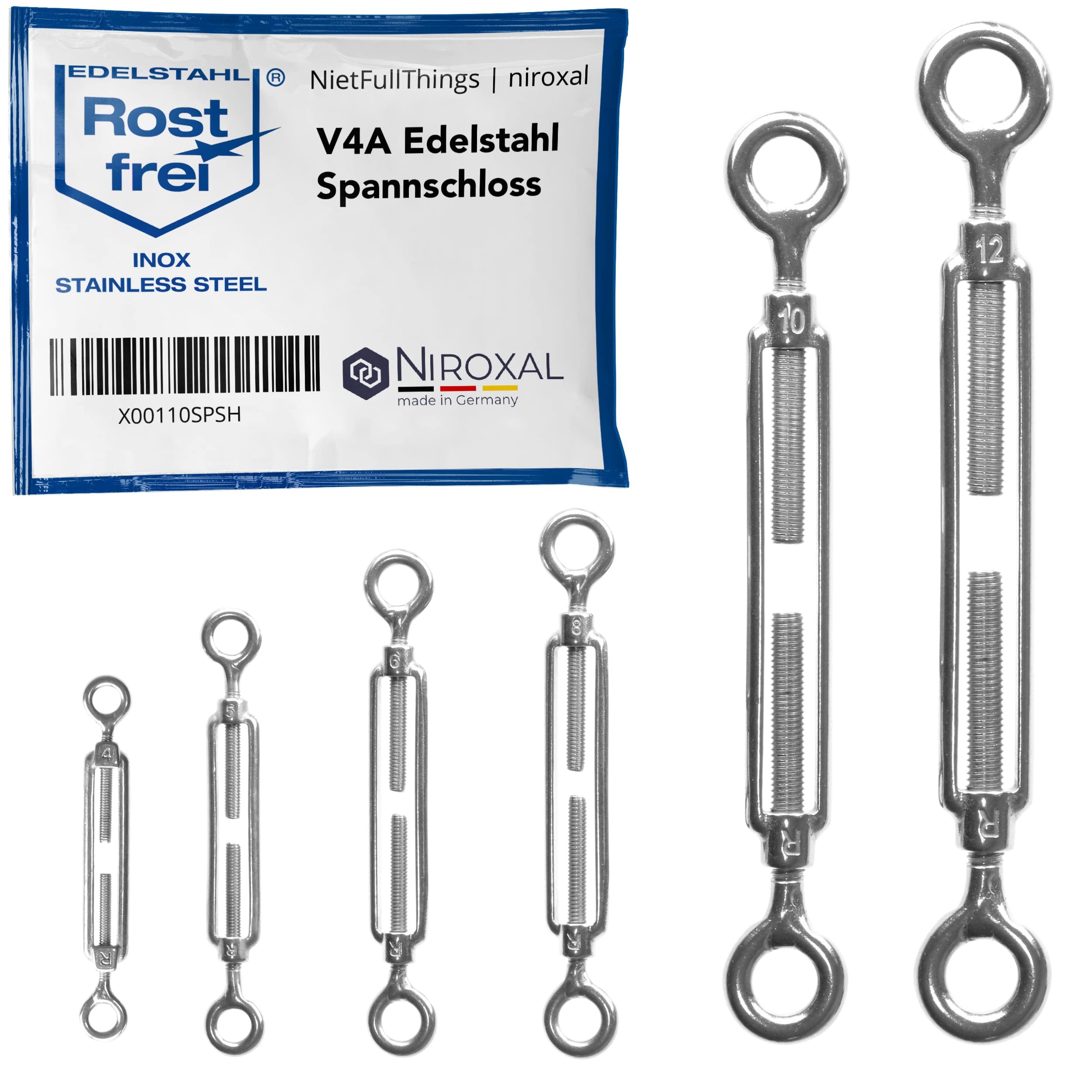 50 Tenditori Acciaio Inox V4A Occhiello-Occhiello M8 | NietFullThings ...