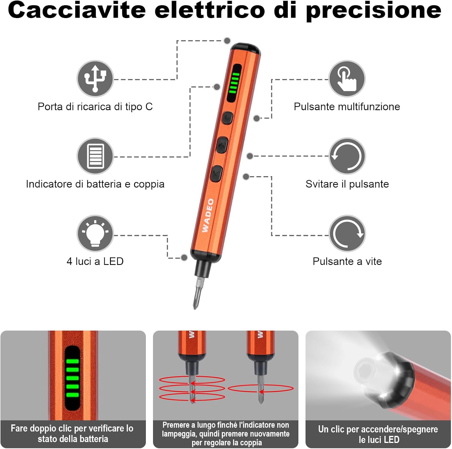 Wadeo Set Cacciaviti Elettrici di Precisione 81 pezzi - immagine 3