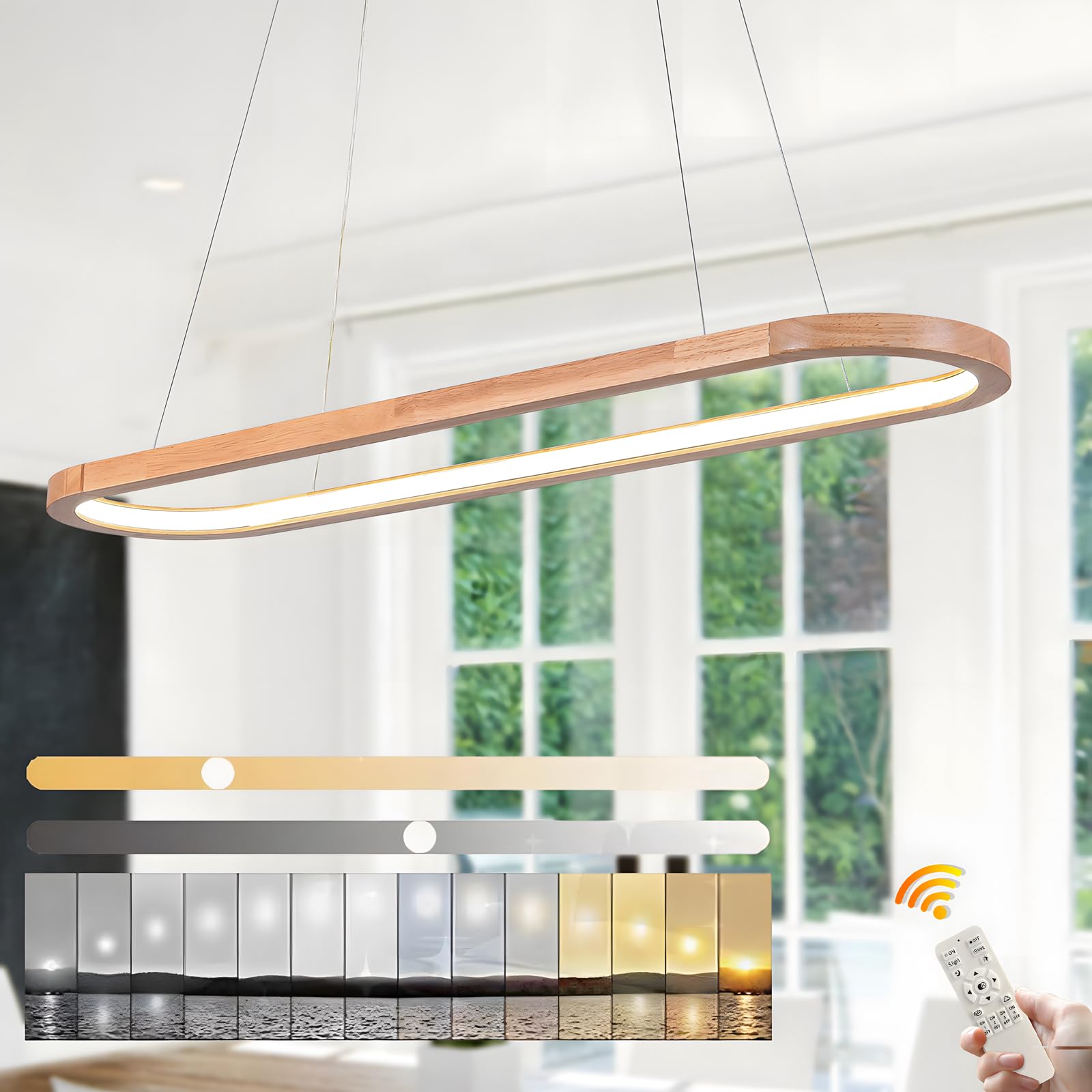 WayLuoung Lampada a Soffitto LED Ovale Dimmerabile 90cm