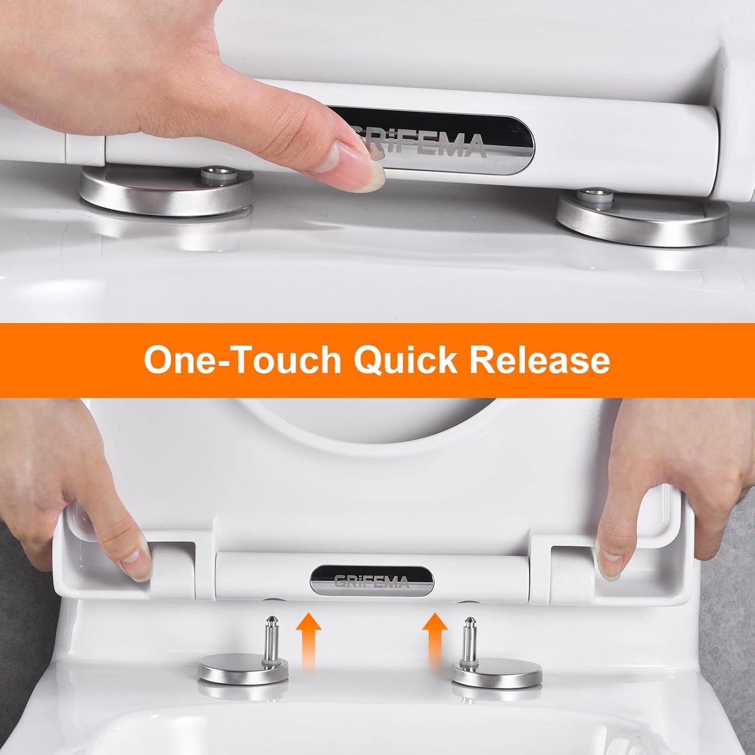 Grifema G951 - Sedile WC a Forma di D, Bianco - immagine 4