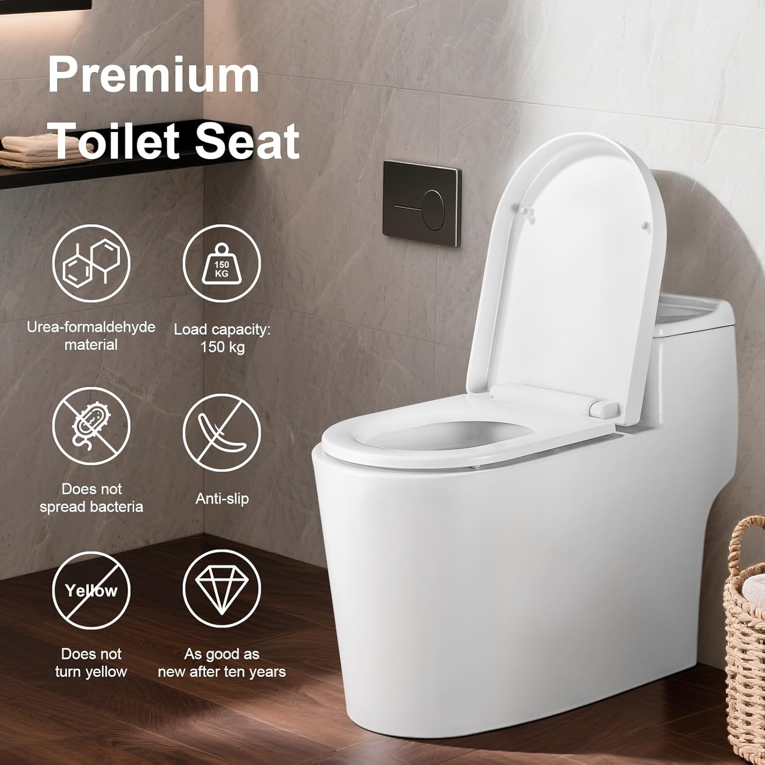 Grifema G951 - Sedile WC a Forma di D, Bianco - immagine 7
