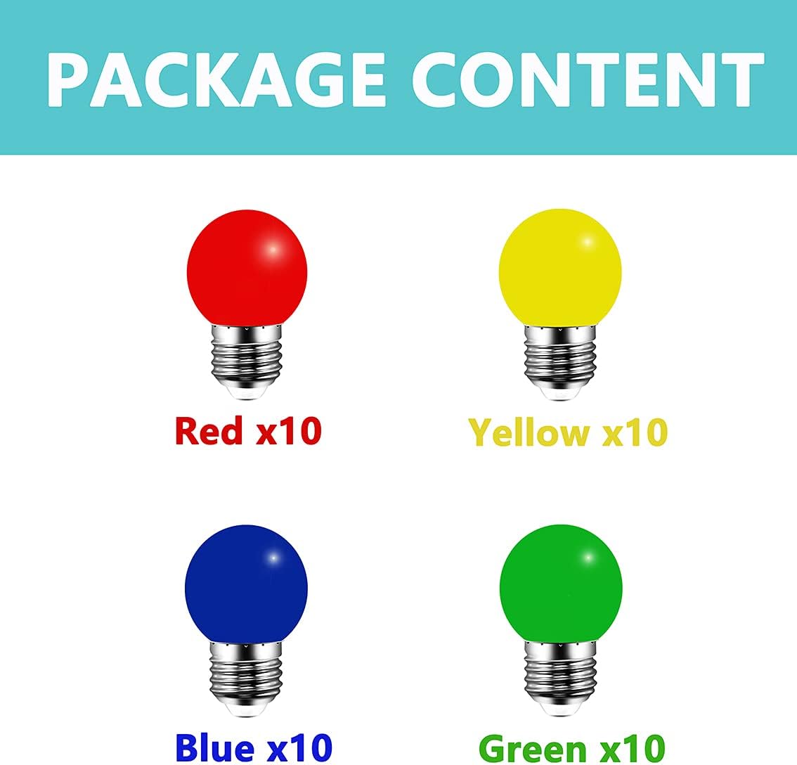 Lampadine Colorate E27 3W Equivalenti 30W, 40 Pezzi - immagine 2