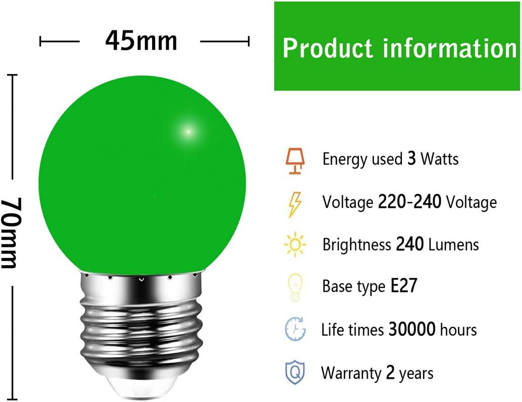 Lampadine Colorate E27 3W Equivalenti 30W, 40 Pezzi - immagine 7