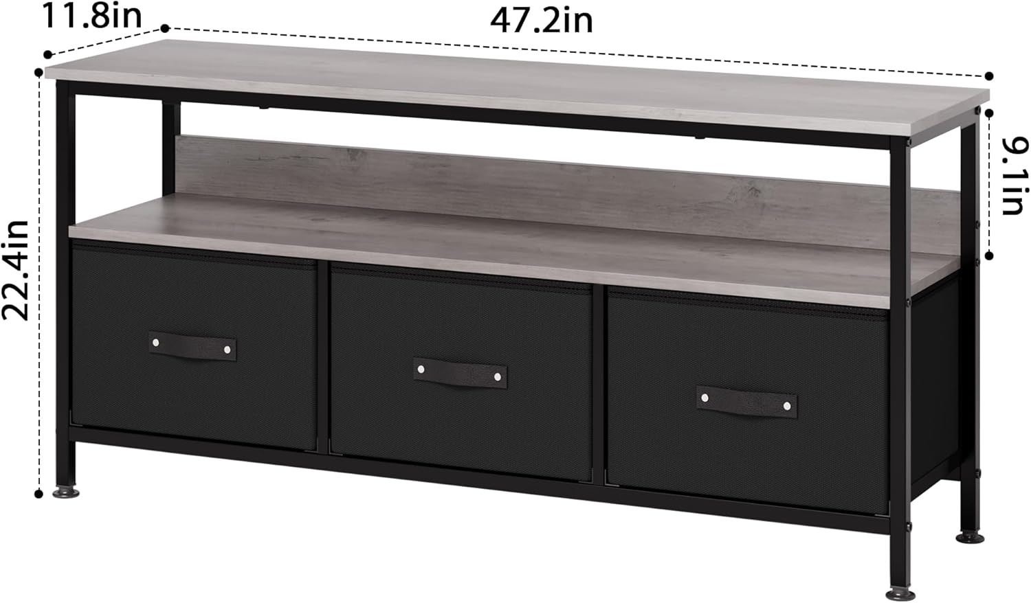 Zstar Supporto TV con 3 Cassetti e Ripiani Aperti - immagine 6