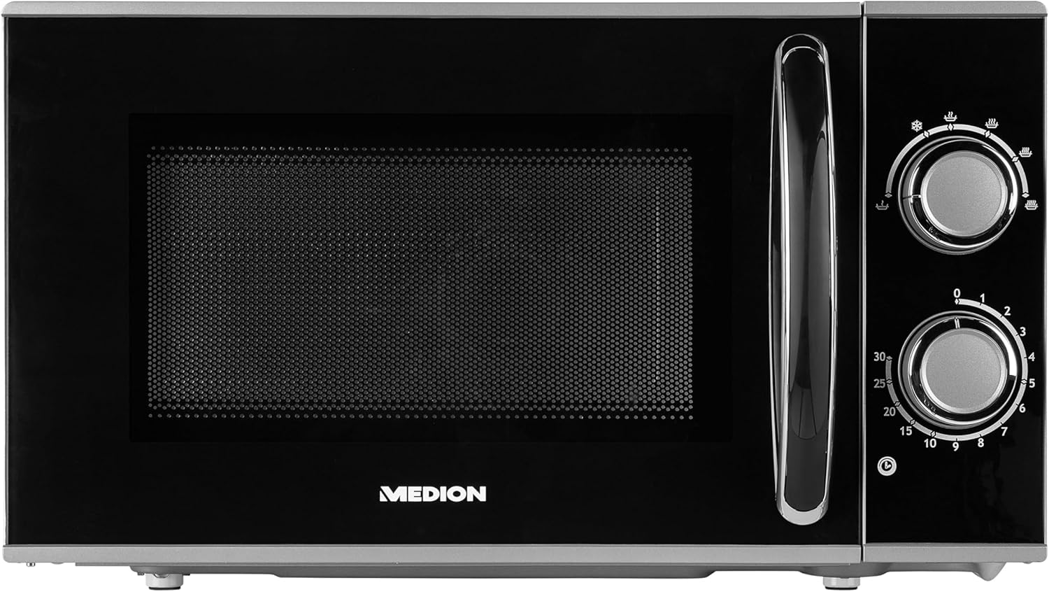 Medion Forno a Microonde 700W 17L, Nero/Argento