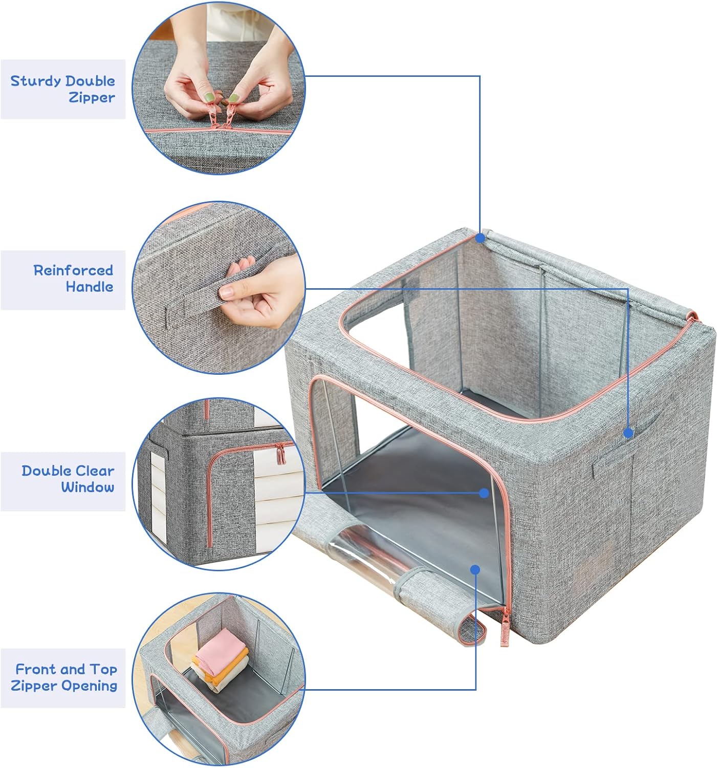 Scatole Portaoggetti Pieghevoli per Guardaroba x3 - immagine 2