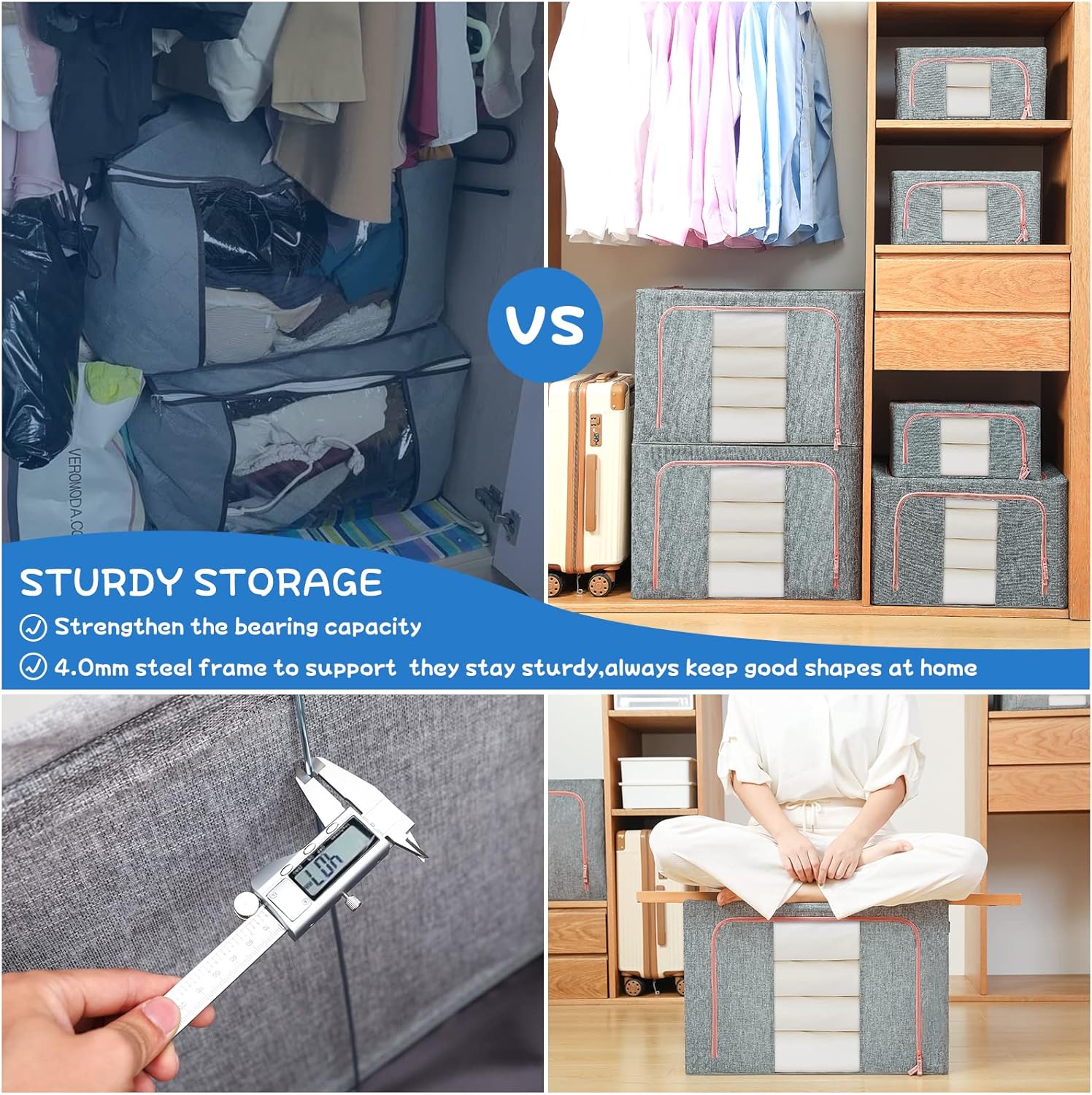 Scatole Portaoggetti Pieghevoli per Guardaroba x3 - immagine 4