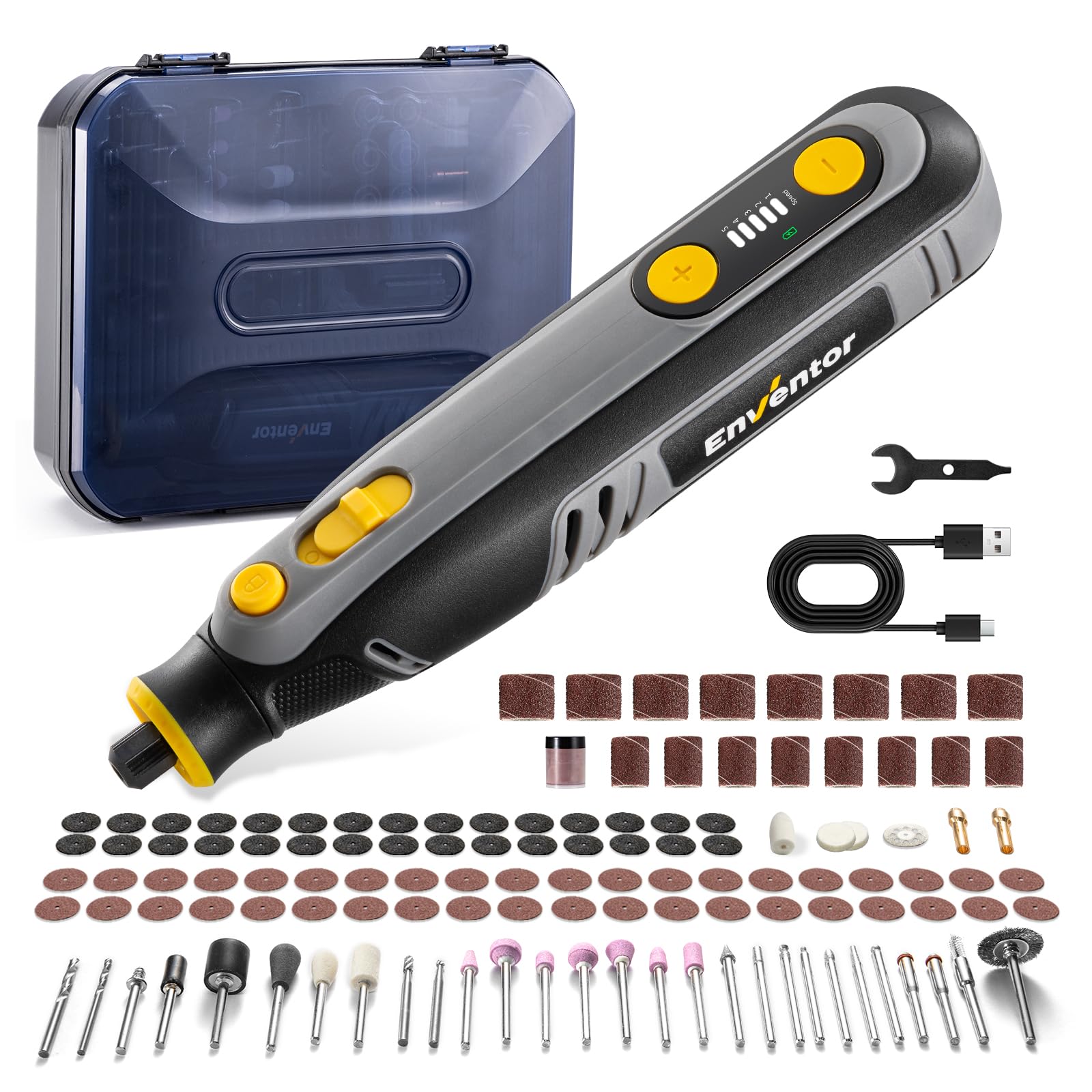 Enventor Mini Utensile Rotante a Batteria 8V 124 Accessori