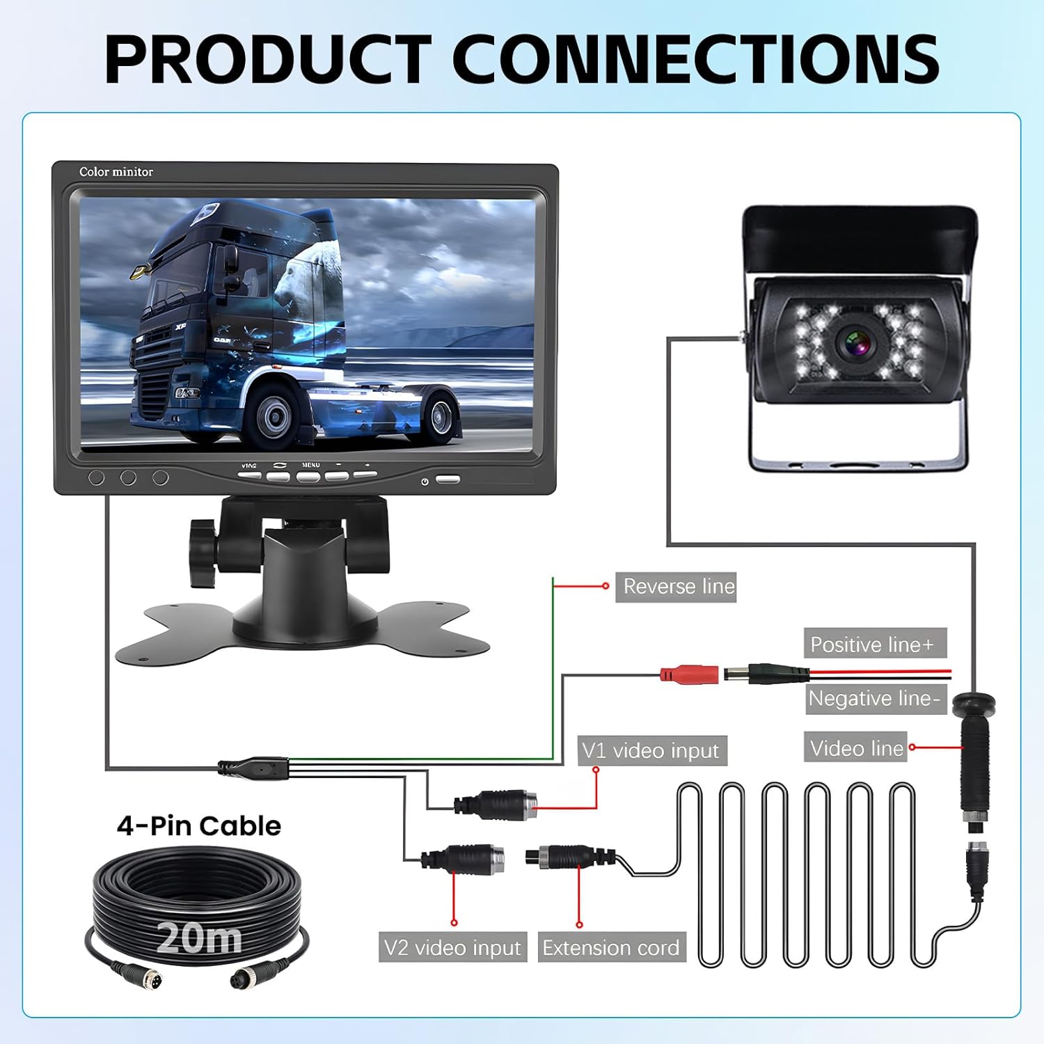 Hikity Kit Telecamera Posteriore Auto con Display LCD 7" - immagine 2