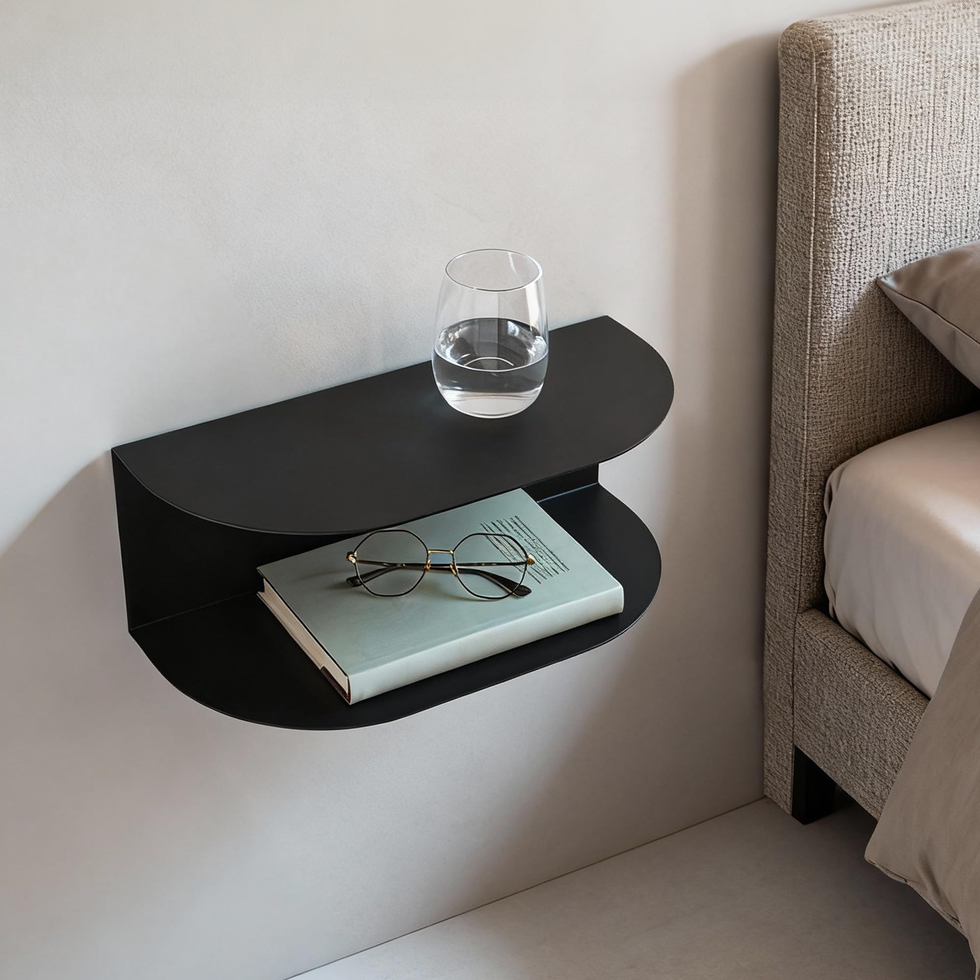 Miluka Set 2 Comodini Sospesi Moderni 40x20cm, Nere