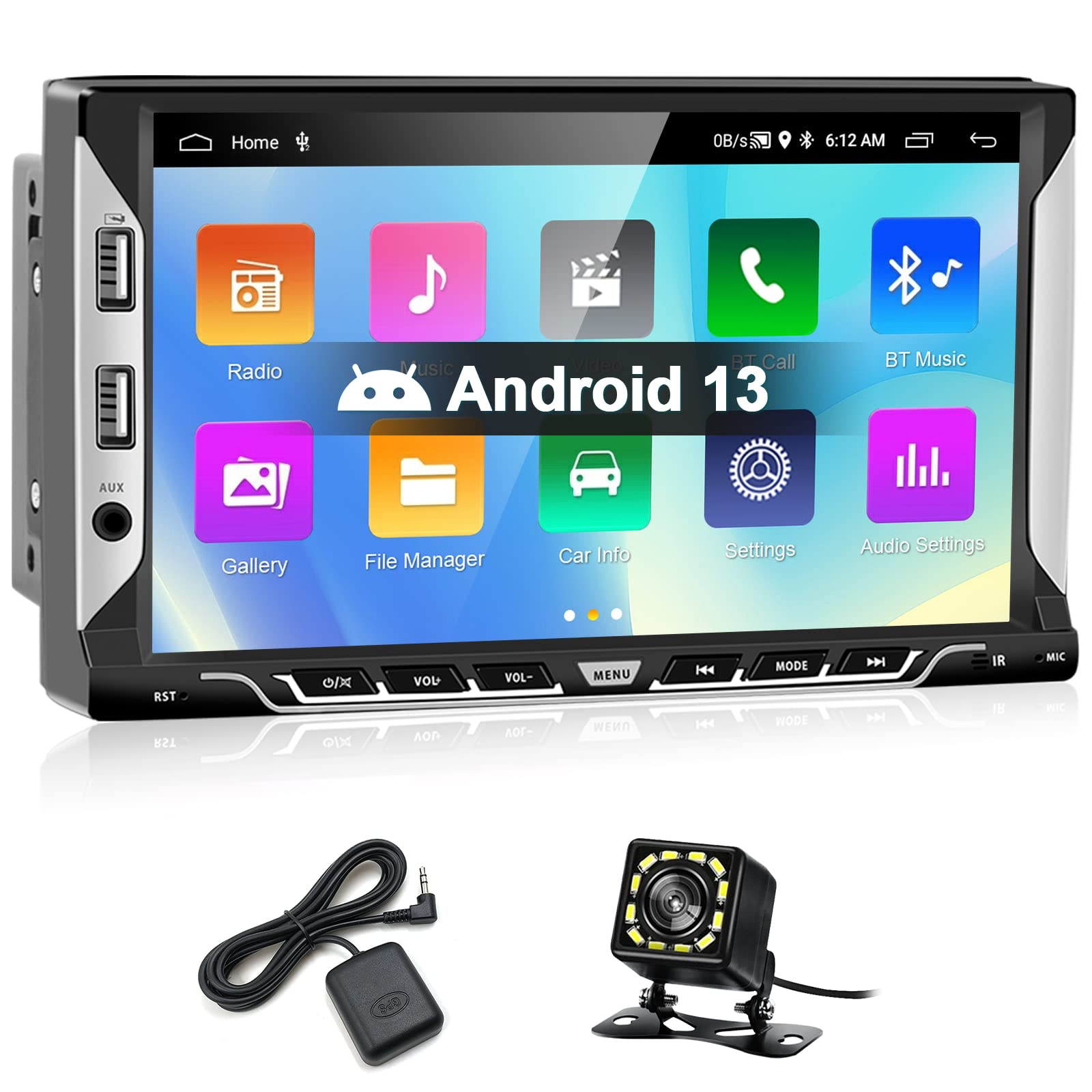 Podofo Autoradio 2 Din Android 7" Touchscreen con GPS