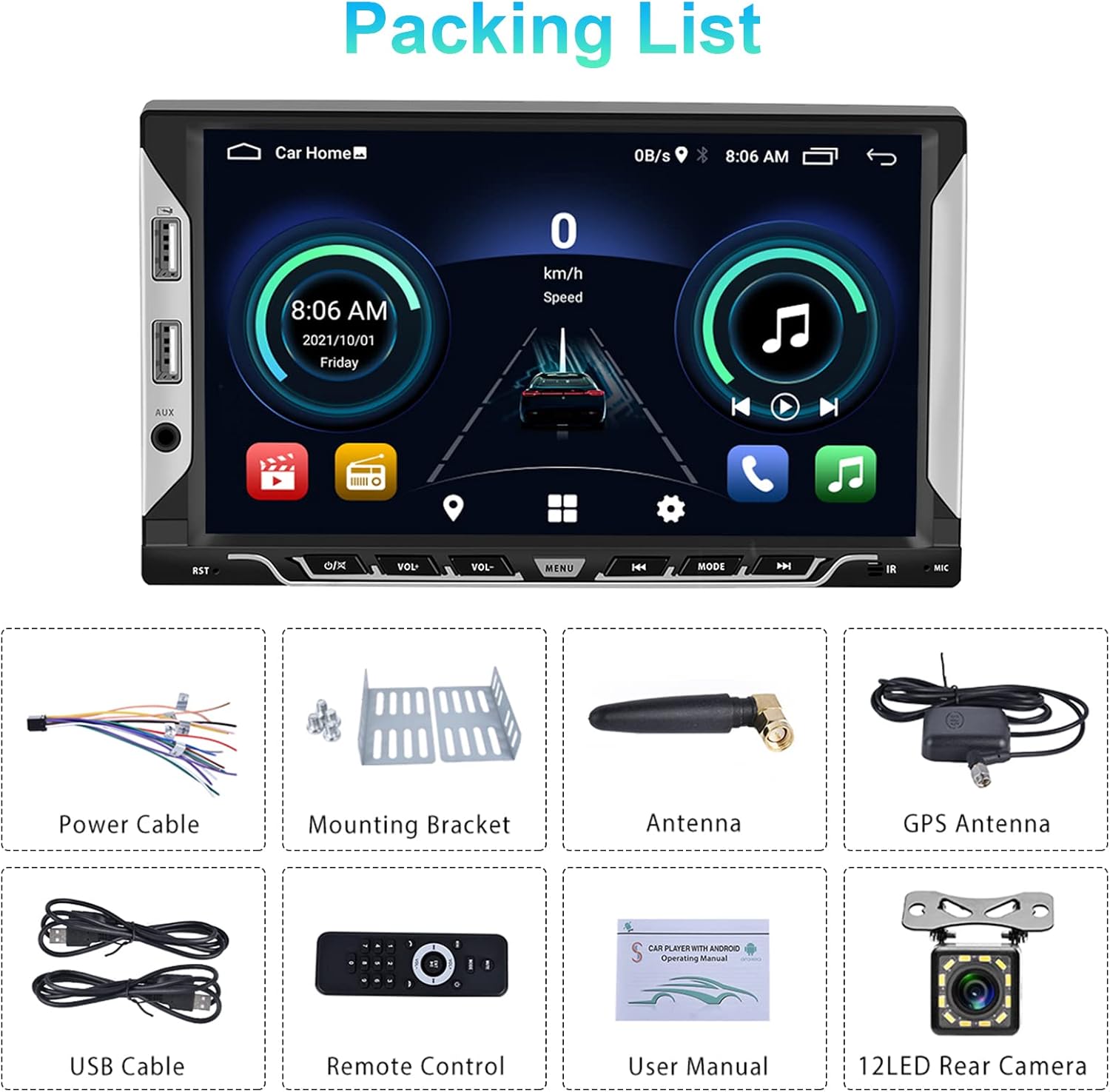 Podofo Autoradio 2 Din Android 7" Touchscreen con GPS - immagine 7