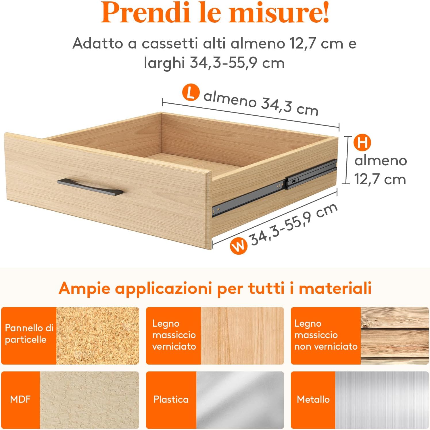 Lifewit Divisori per Cassetti in Plastica 12,7 cm, 8 Pezzi - immagine 2