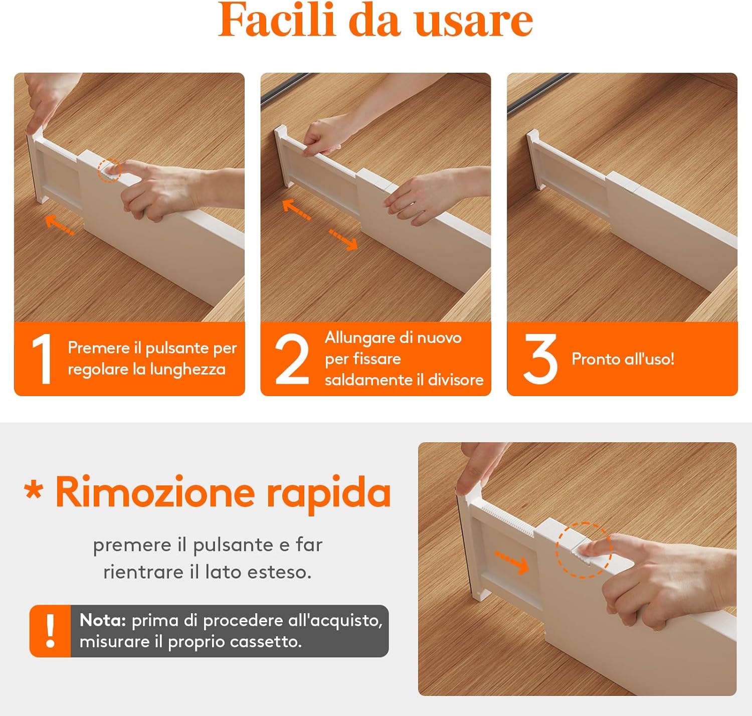 Lifewit Divisori per Cassetti in Plastica 12,7 cm, 8 Pezzi - immagine 7