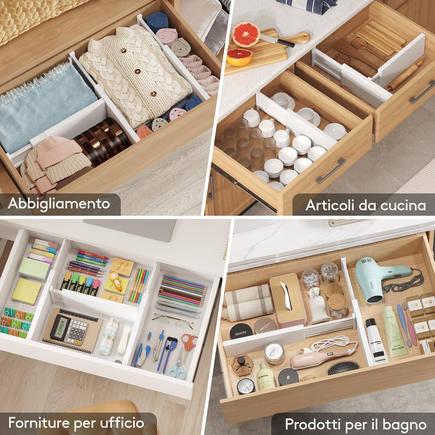 Lifewit Divisori per Cassetti in Plastica 12,7 cm, 8 Pezzi - immagine 8