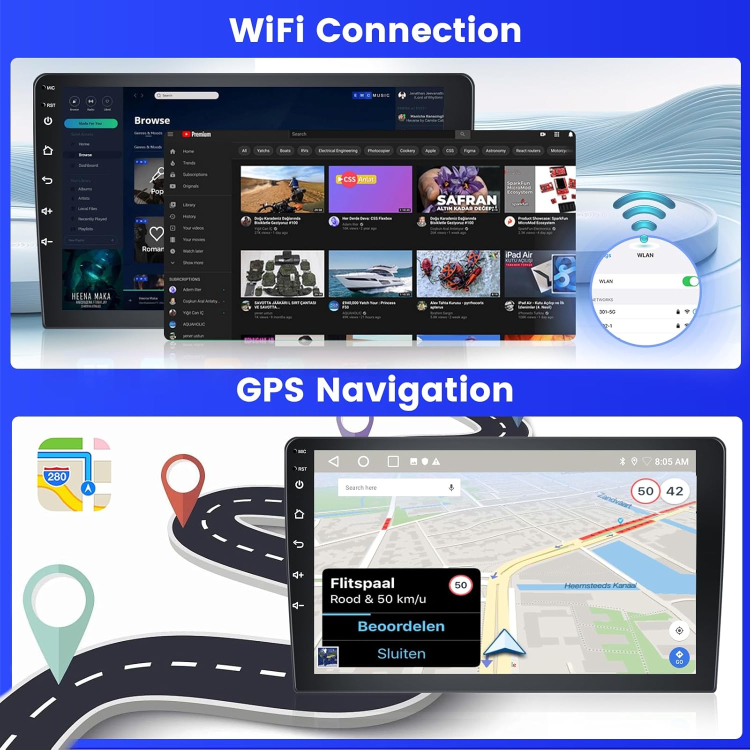 Inefala Autoradio Android 9'' per BMW 5 E39 E53 X5 - immagine 5