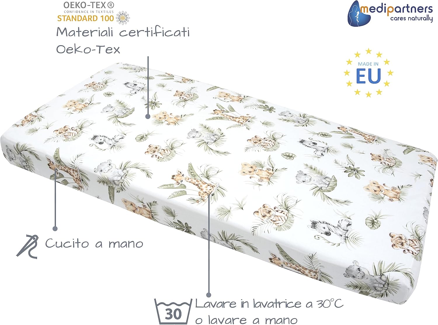 Medi Partners Lenzuolo con Angoli 60x120 cm - immagine 3