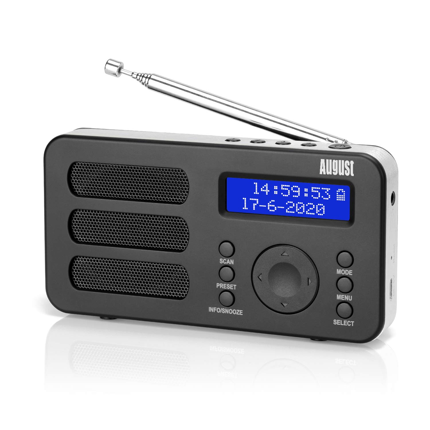 August MB225 Radio Digitale Portatile DAB+/DAB/FM, Nero