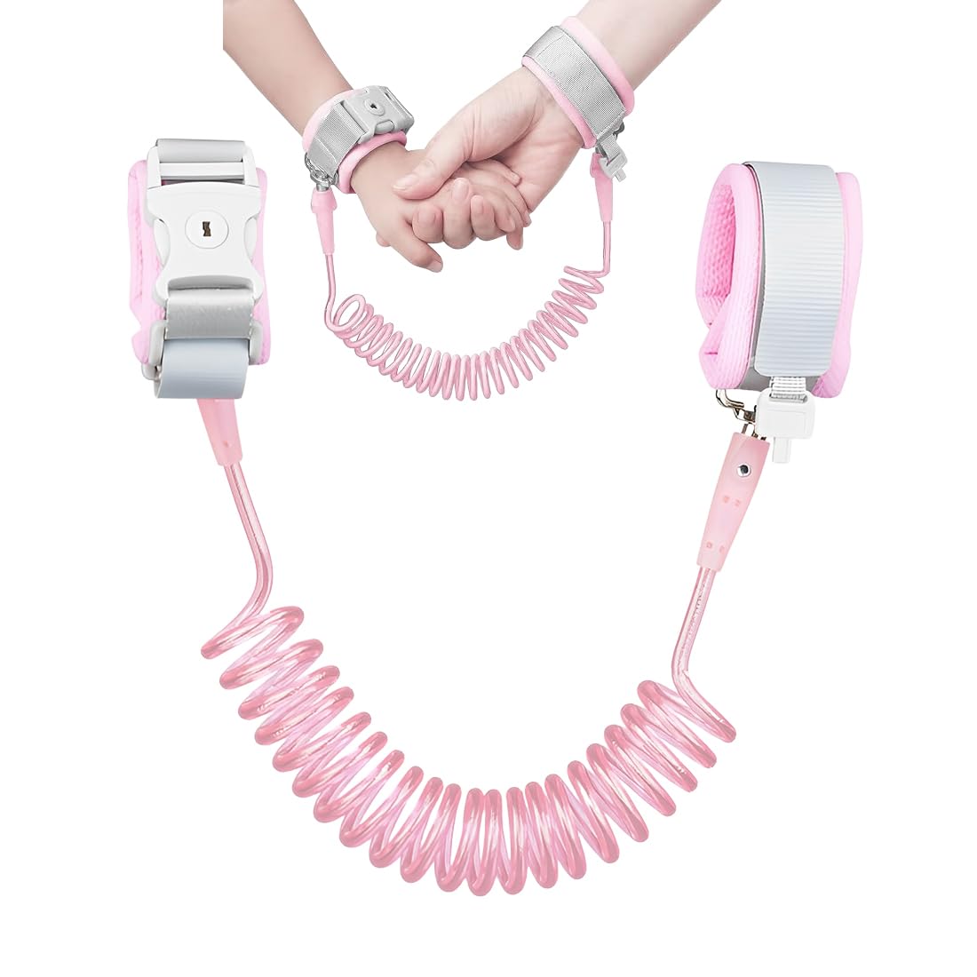 2,5M Guinzaglio per Bambini, Bracciale Sicurezza Bambino,Portatile Che Cammina Anti-Perso Mano Cintura,Braccialetto Bambini Antismarrimento Girevole a 360°, Rosa