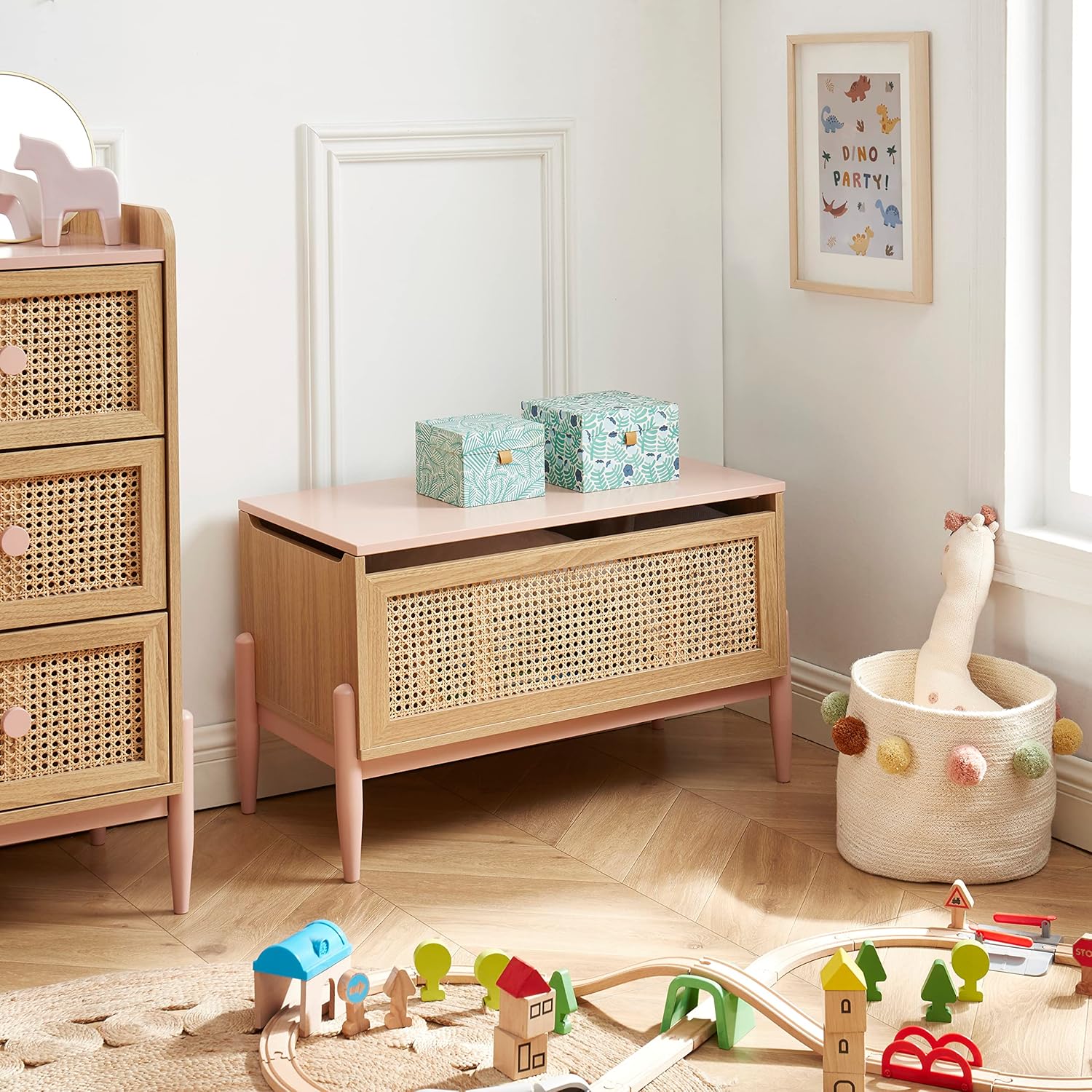 BAÏTA Bauletto giocattolo PABLO rosa e canning rattan - immagine 2