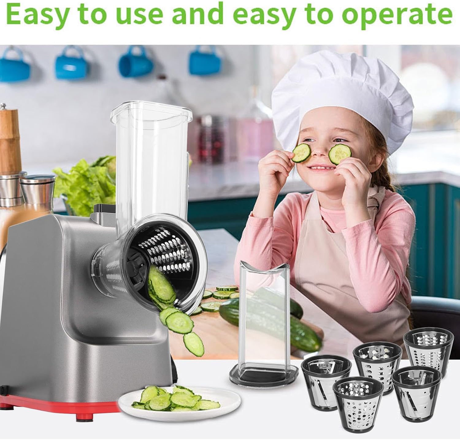 Grattugia Elettrica per Formaggio 250W 5 in 1 - immagine 7