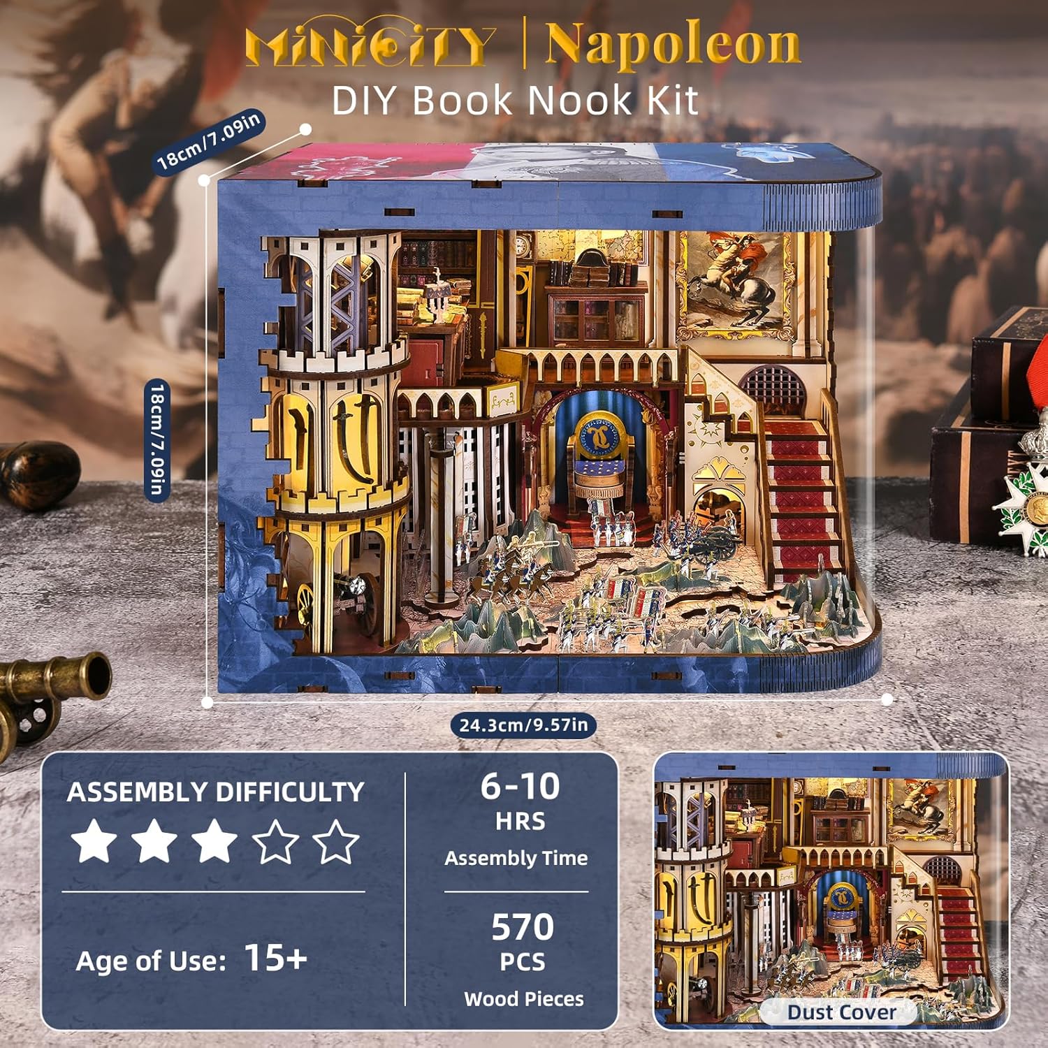 Book Nook Kit - Puzzle in Legno Miniatura con Luci LED 3D - immagine 3