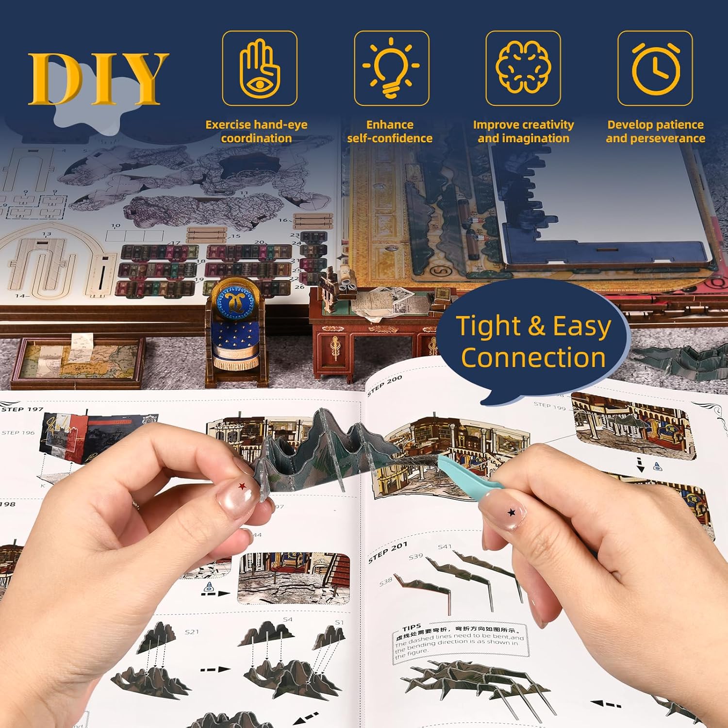 Book Nook Kit - Puzzle in Legno Miniatura con Luci LED 3D - immagine 7