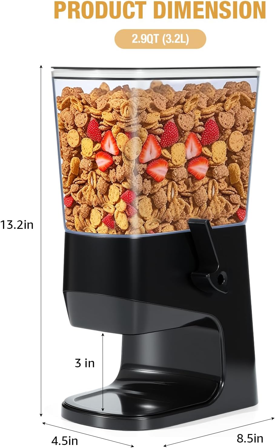 Tokokimo Distributore di Cereali 3,2L, Nero (2 Pezzi) - immagine 5