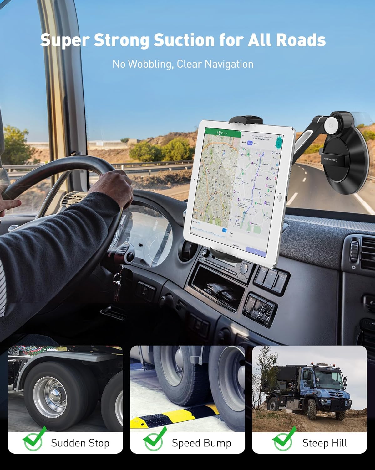 Abovetek Supporto Pieghevole per Tablet Auto 4-11" Nero - immagine 2