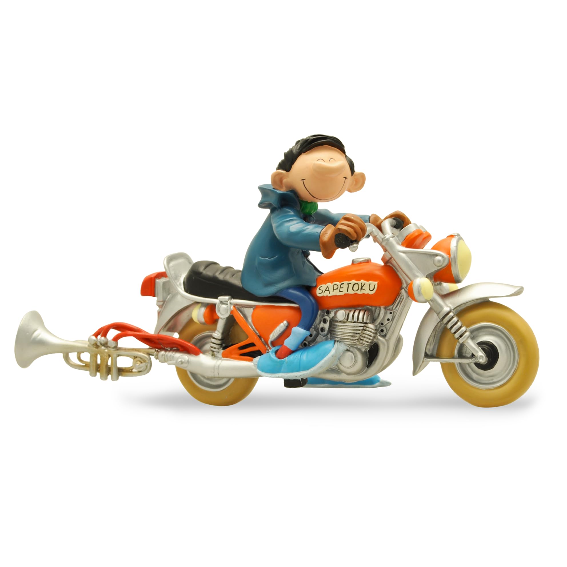 Plastoy Gaston Lagaffe Figurina Gaston e la Moto Sapetoku - Resina - 11 cm