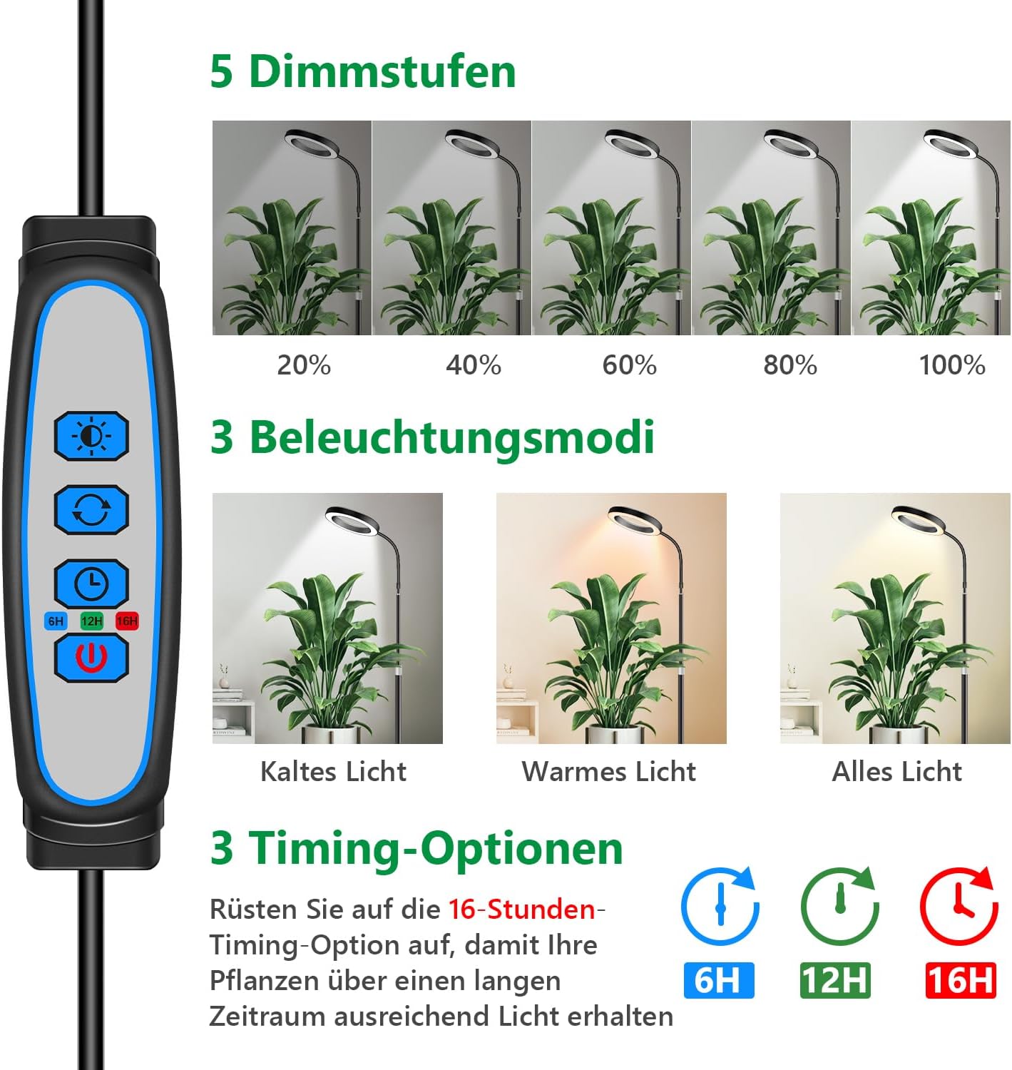 Lampada LED Spettro Completo per Piante 170cm, Nera - immagine 2