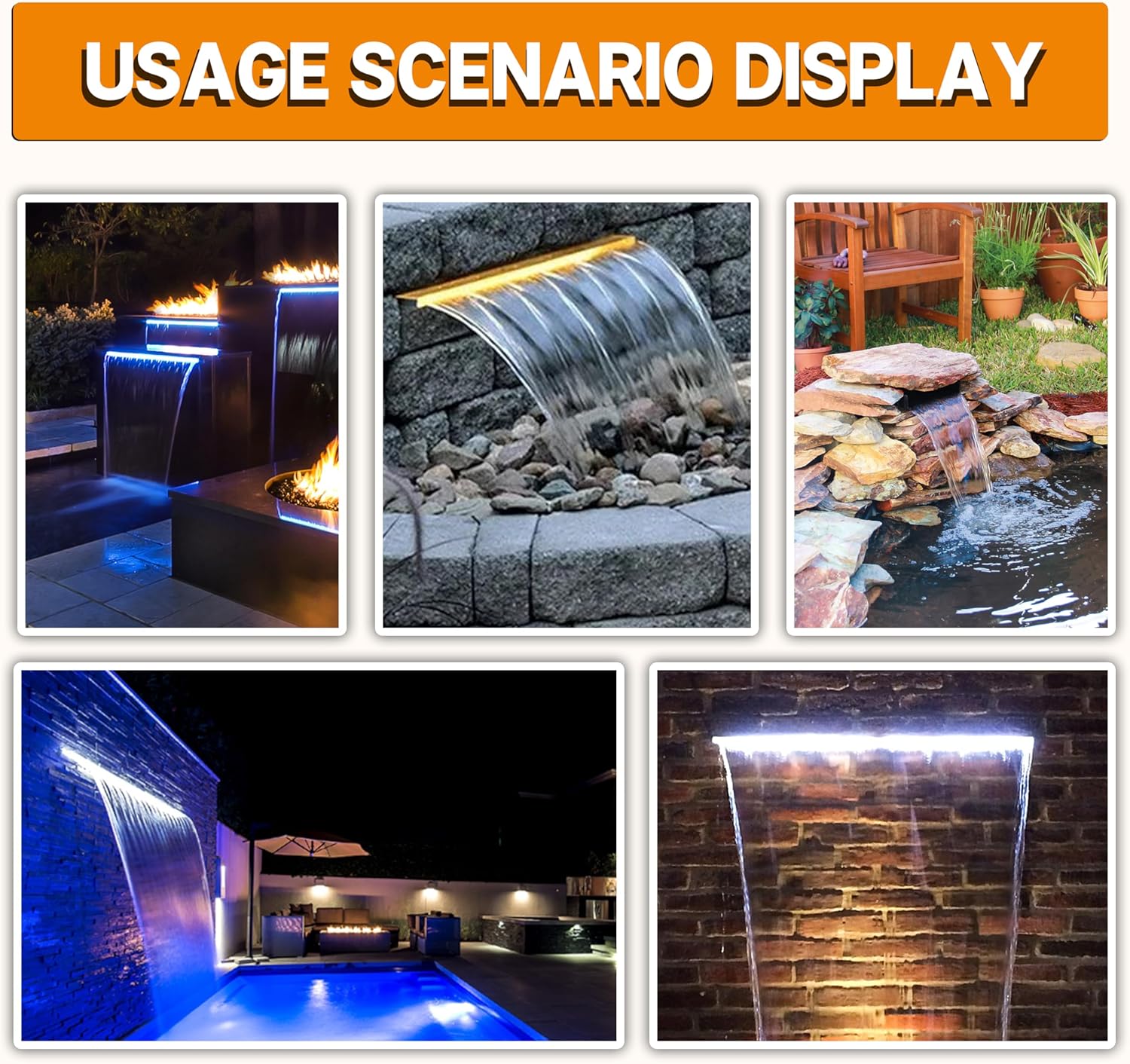 Longrunnew Kit Cascata Artificiale Acrilico 90cm - immagine 5