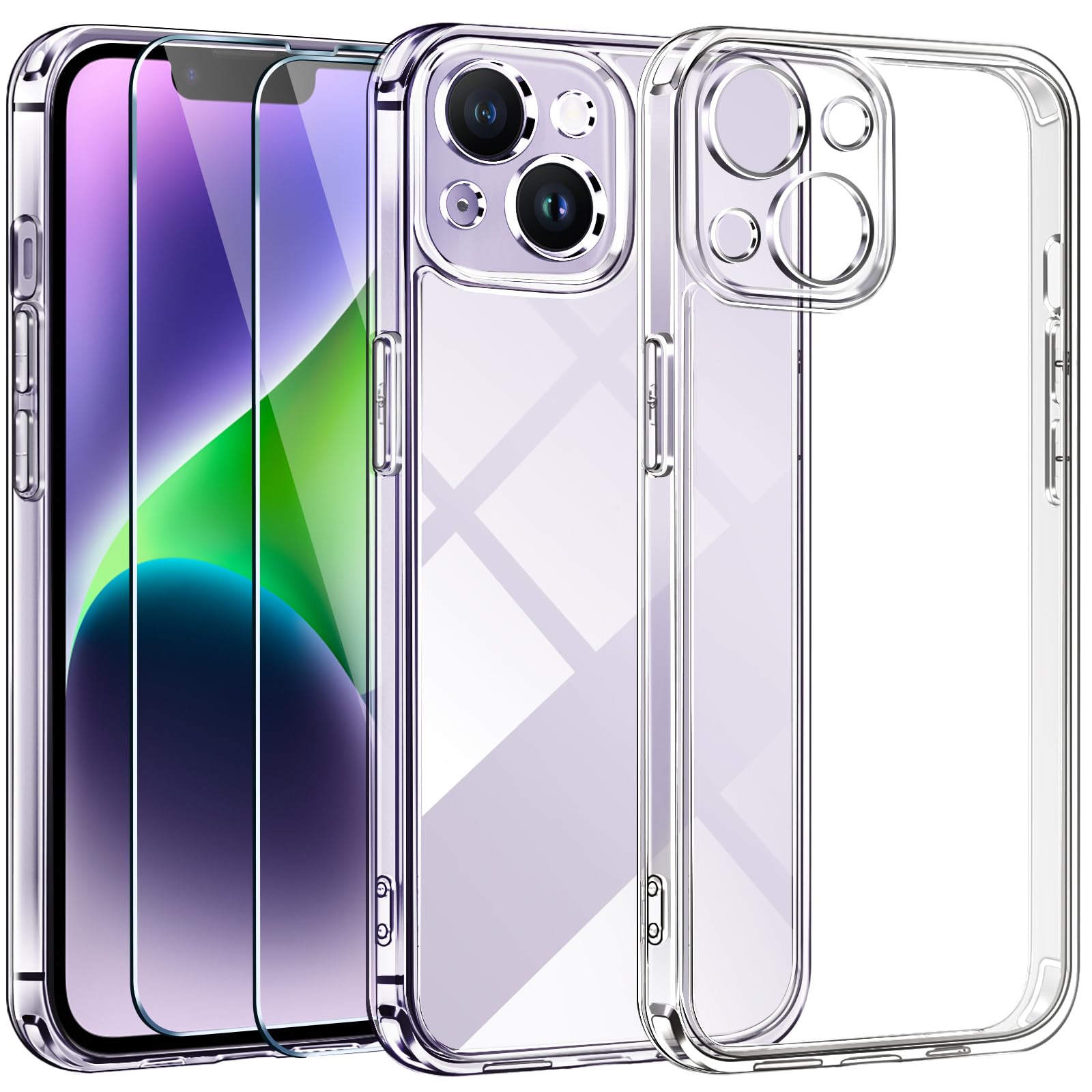 Ivoler 3 in 1 Cover per iPhone 14 6.1 pollici Trasparente