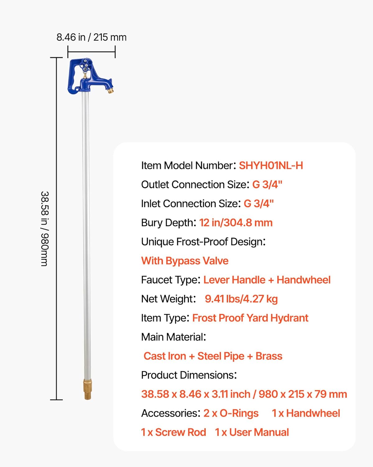 Vevor Idrante da Giardino Antigelo 980mm - immagine 7