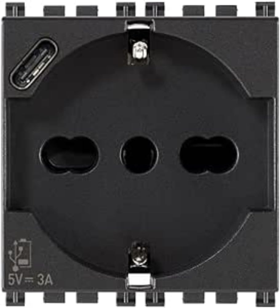 Vimar 19210.USB Arké Presa 2 Moduli SICURY Grigio - immagine 1