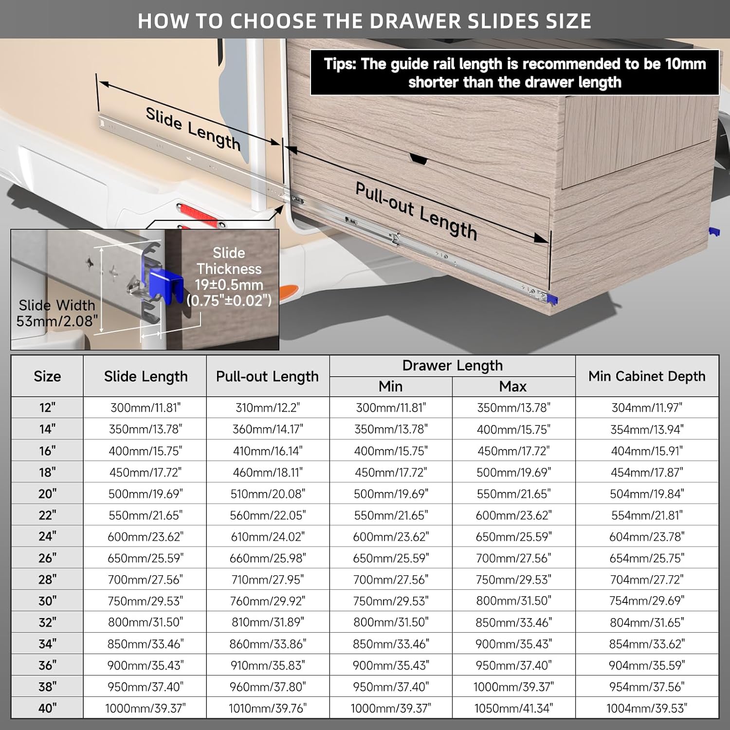 Aolisheng Guide per Cassetti Pesanti Estrazione Totale - immagine 2