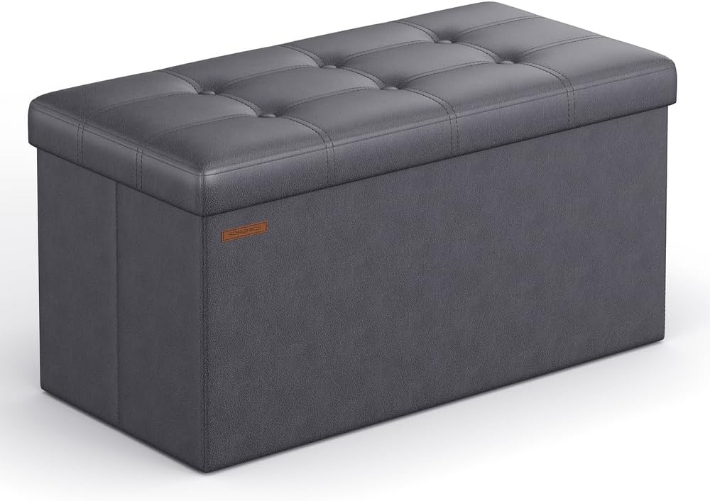 SONGMICS Cassapanca Contenitore 76 cm, Grigio Scuro - immagine 1