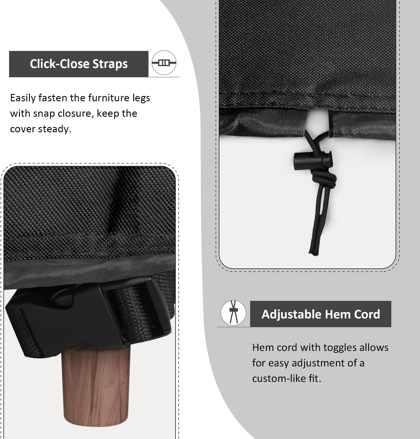 Dokon Copertura per Mobili da Giardino 420D, Nero - immagine 4