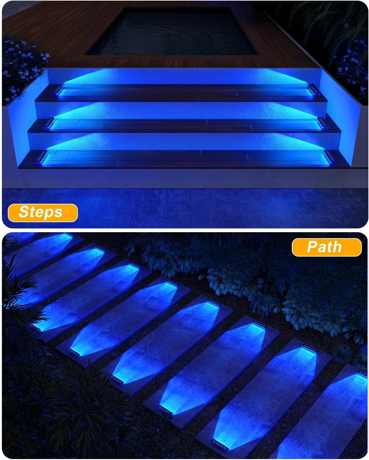 Luci Solari da Giardino Blu IP68 (4 Pezzi) - immagine 4