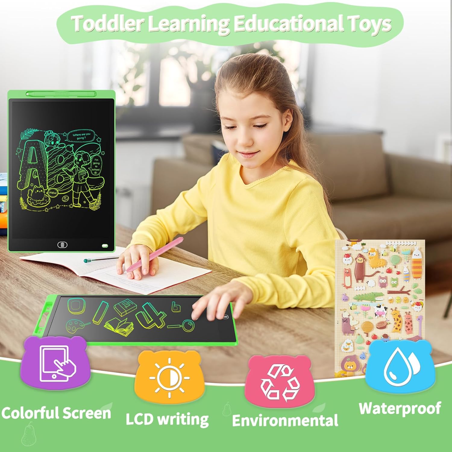 Genialba Tavoletta Grafica LCD 8,5 Pollici, Verde - immagine 3