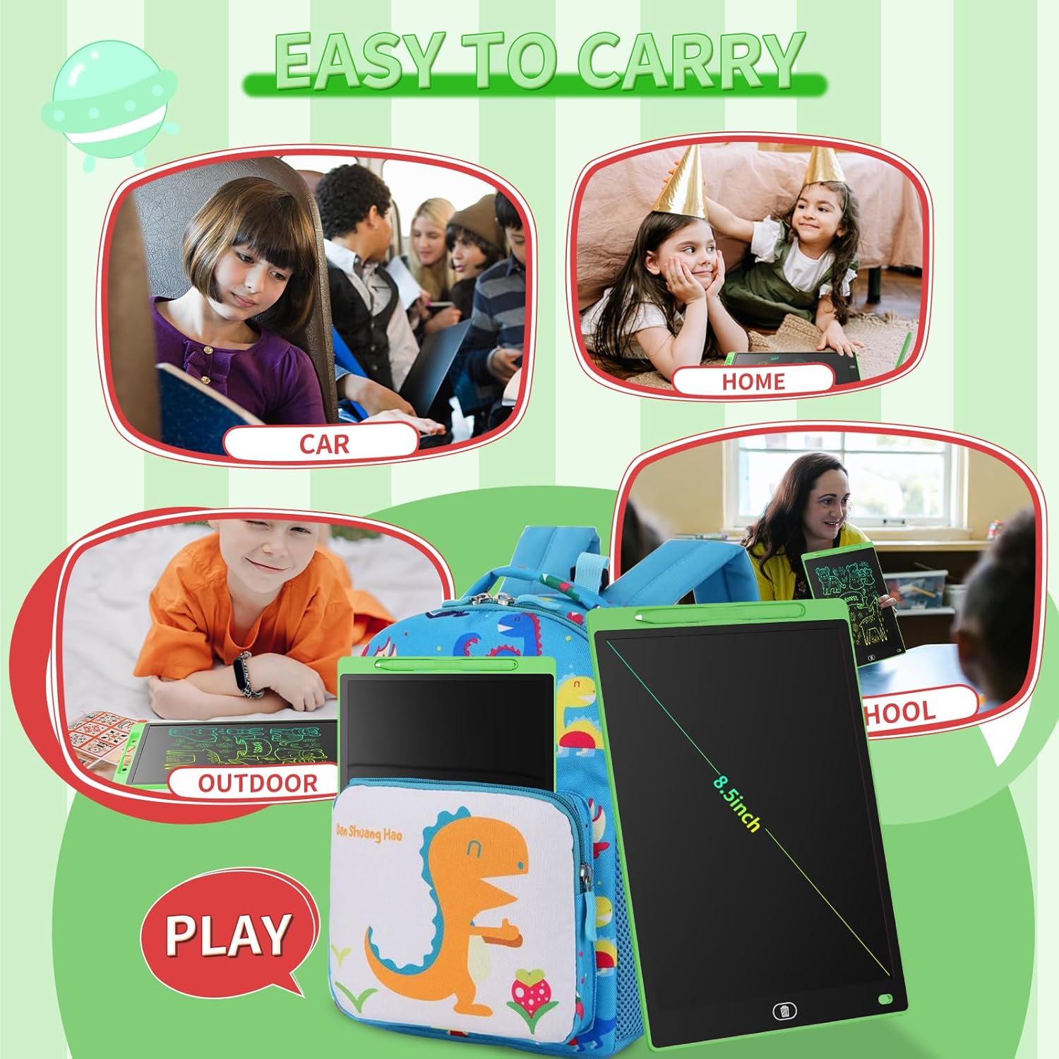 Genialba Tavoletta Grafica LCD 8,5 Pollici, Verde - immagine 4