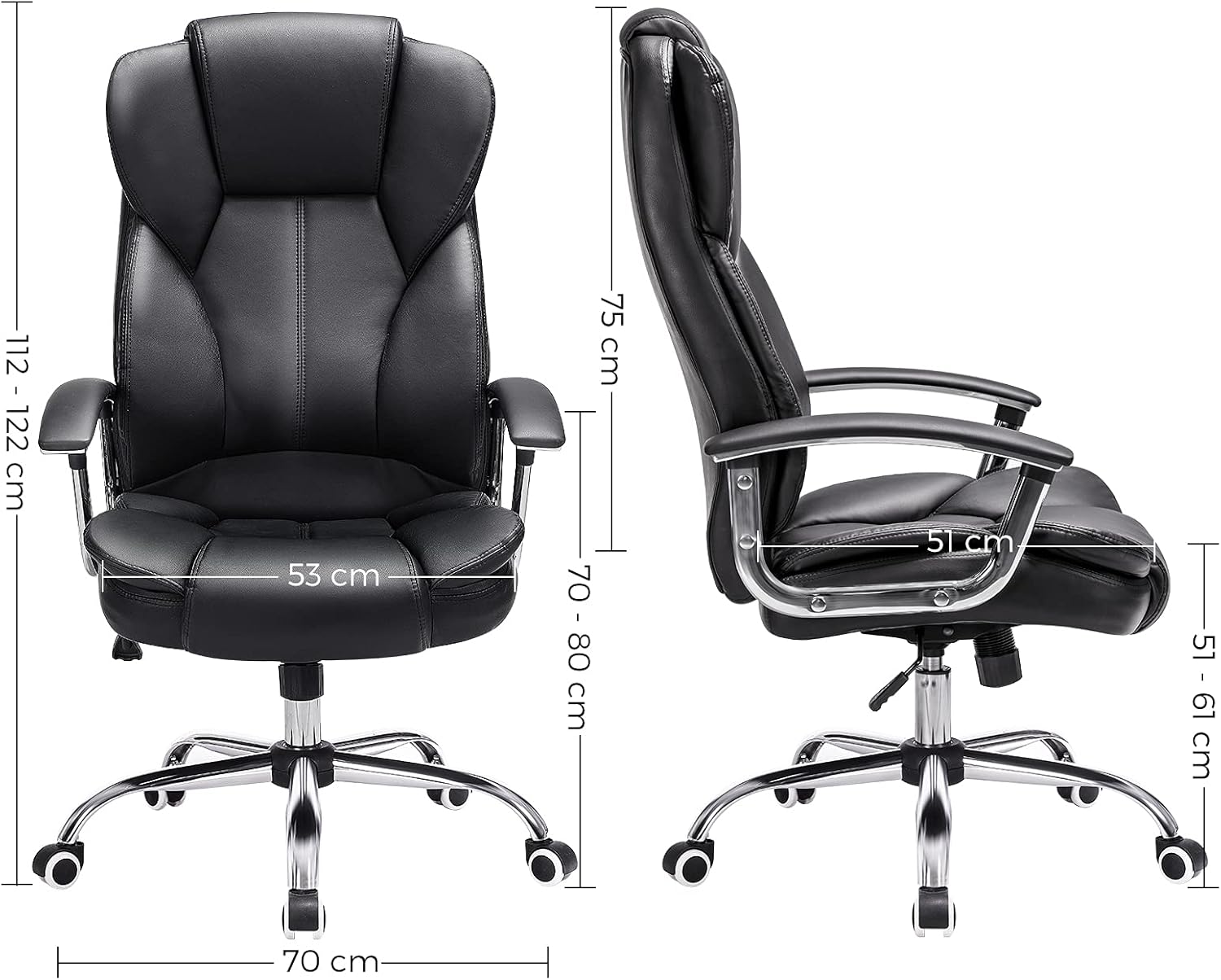 Songmics Sedia da Ufficio Ergonomica, Nera - immagine 3